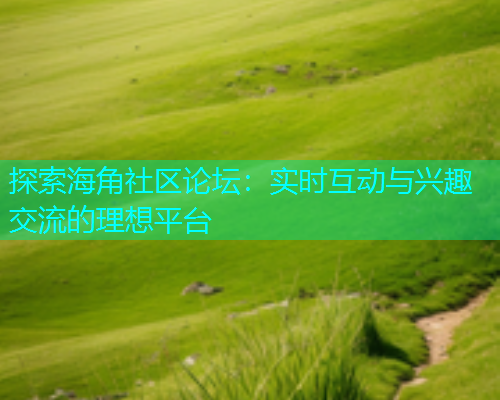 探索海角社区论坛：实时互动与兴趣交流的理想平台